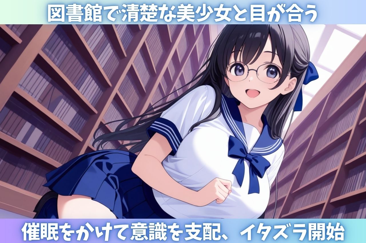 サンプル画像1:図書館にいた清楚系女子に催？をかけチ○ポで即ハメ(おっぱいJK団) [d_659760]