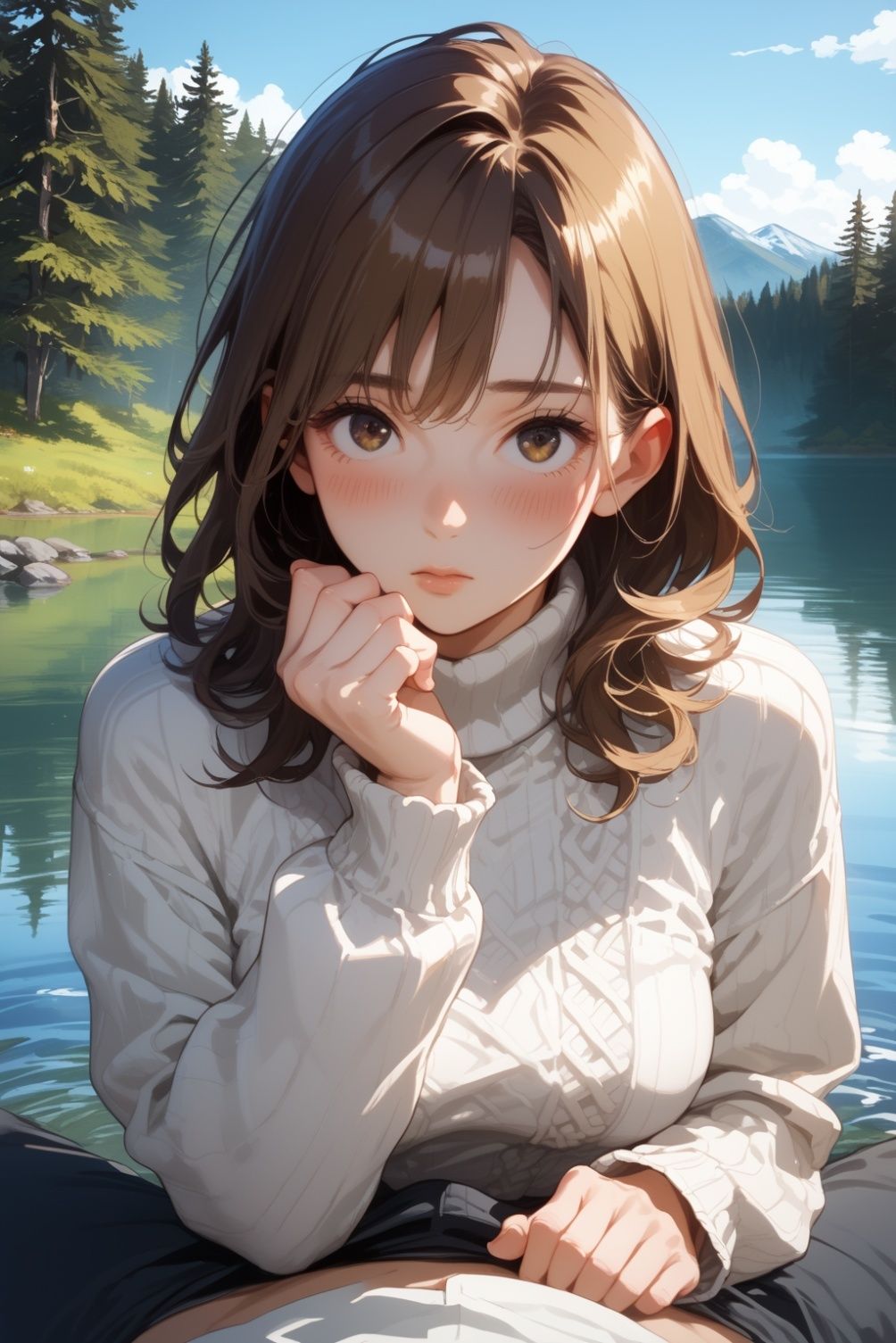 誰もいない湖でヤリまくり 画像1