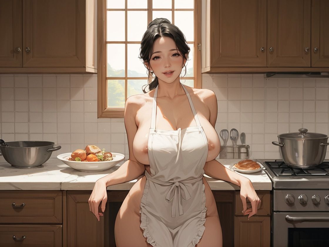 サンプル画像1:ド淫乱爆乳人妻を裸エプロンでハメ倒す(SJ出版) [d_659953]