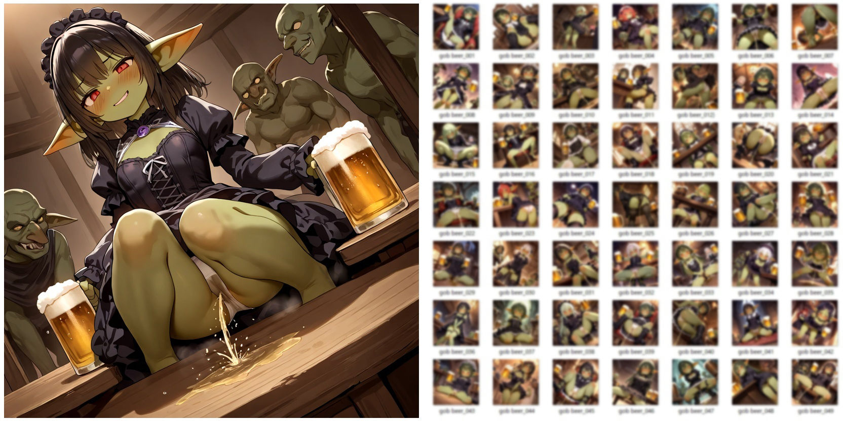 ゴブリンドリンクバー!ゴブリンがおしっこしながらビールを飲んでるだけのCG集 画像1
