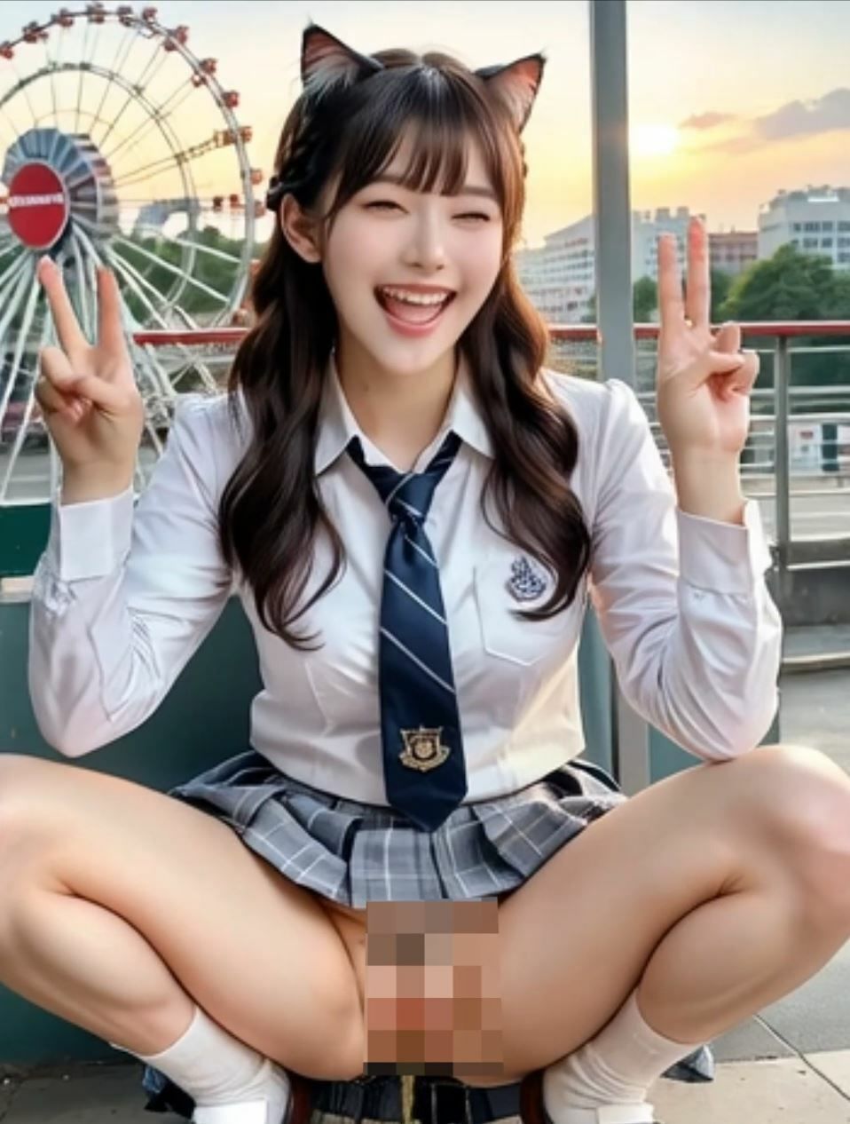 衝撃ショート動画!「承認欲求」強めの女子〇生!SNSをバズらせる為に遊園地で野外露出オシッコ撮影!!おふざけおしっこ!!ピースサイン&無邪気な笑顔で大量放尿!! 画像3