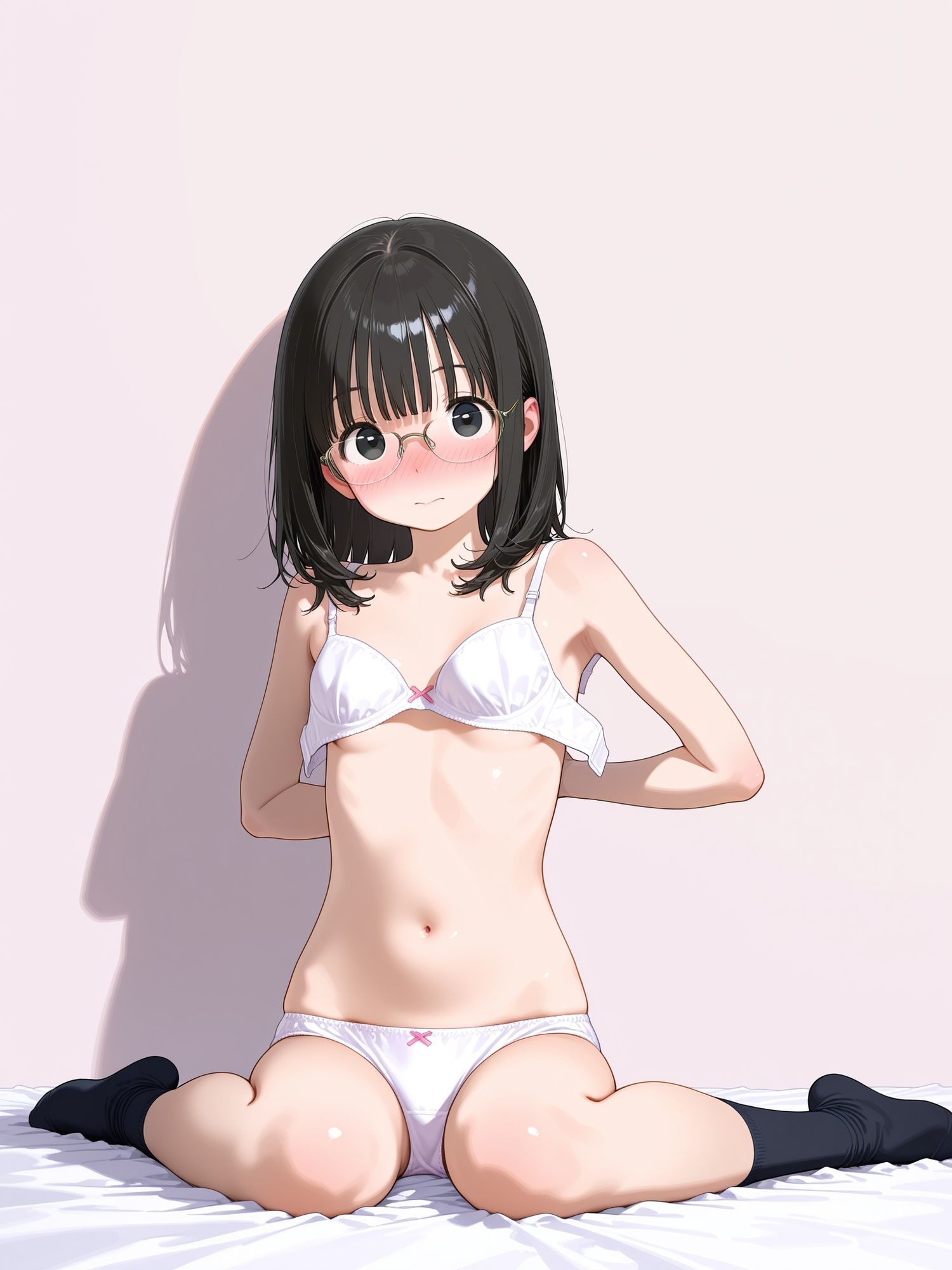 地味眼鏡っ娘を脱がして全裸していくイラスト集 サンプル画像 11