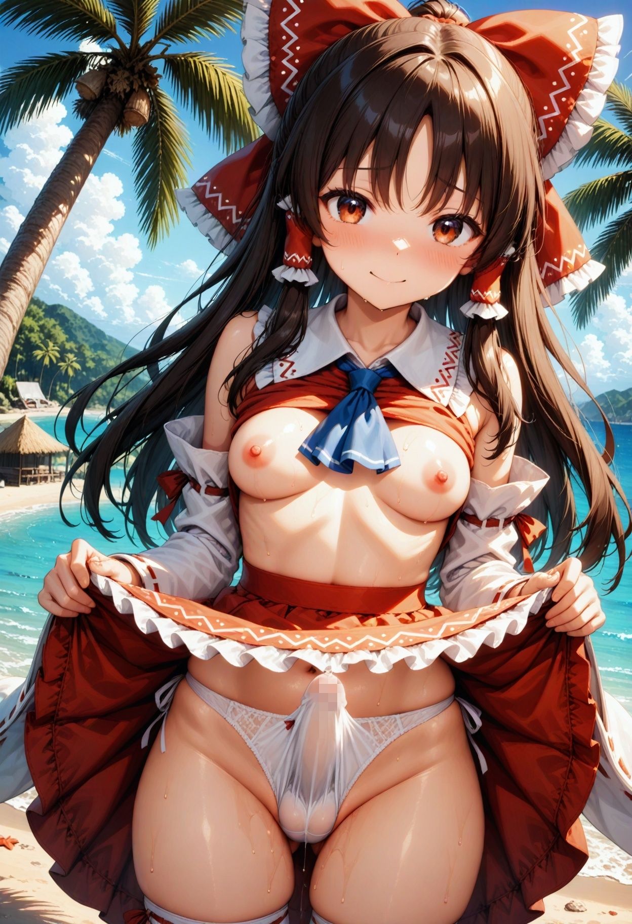 東方双性陰(水) 水着とビキニでギンギンフタナリセックス! 画像9