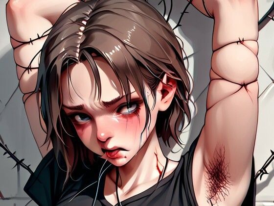 近未来女性兵士鉄線拷問1