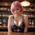 下着BARのピンクヘアの美女（セリフなし  AI画像集）