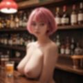下着BARのピンクヘアの美女（セリフなし  AI画像集）