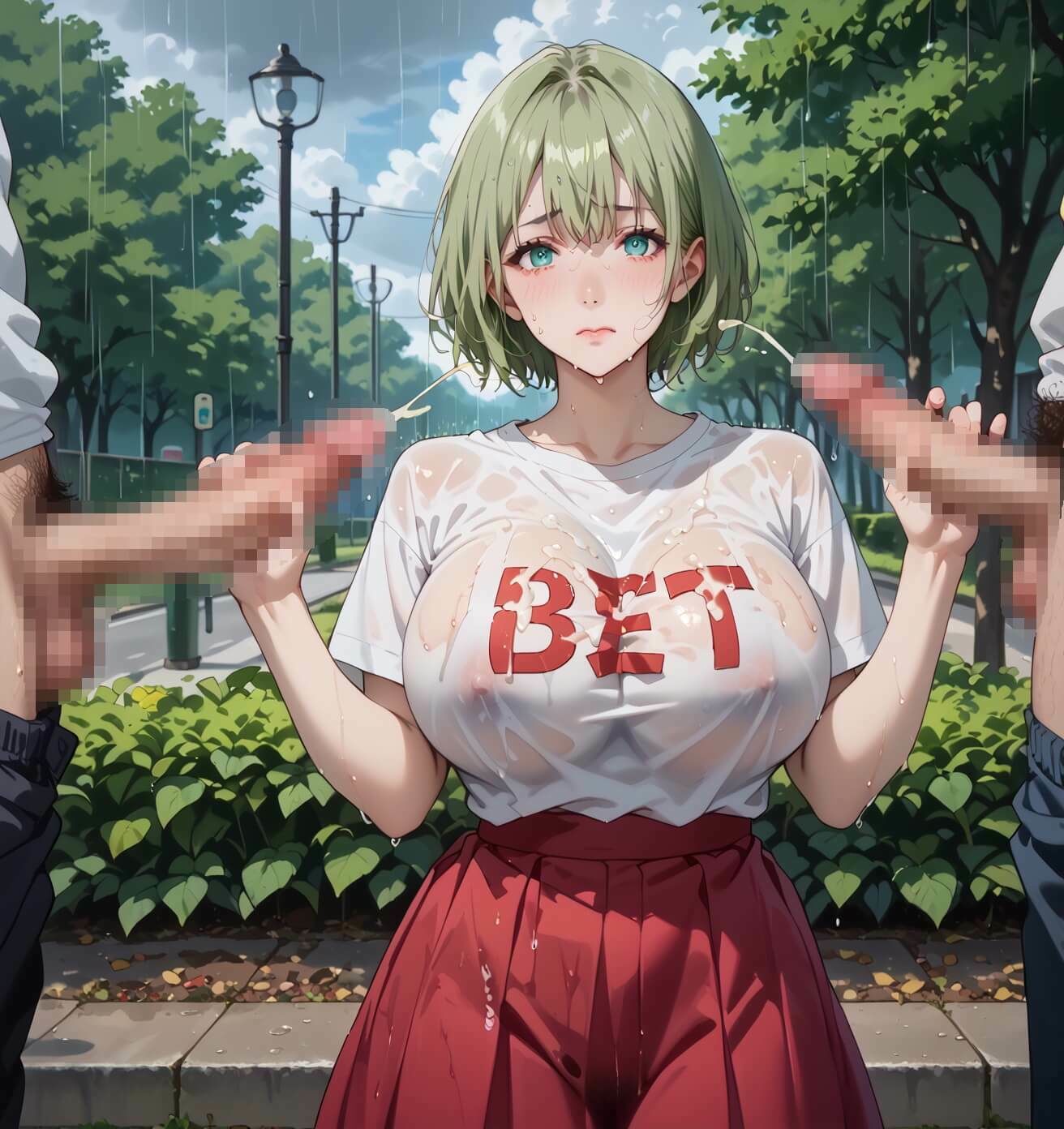 サンプル画像1:通り雨と、濡れた君が5〜張りつく服のエロさに我慢何てできない〜・270枚(ぷにぷに.com) [d_662371]