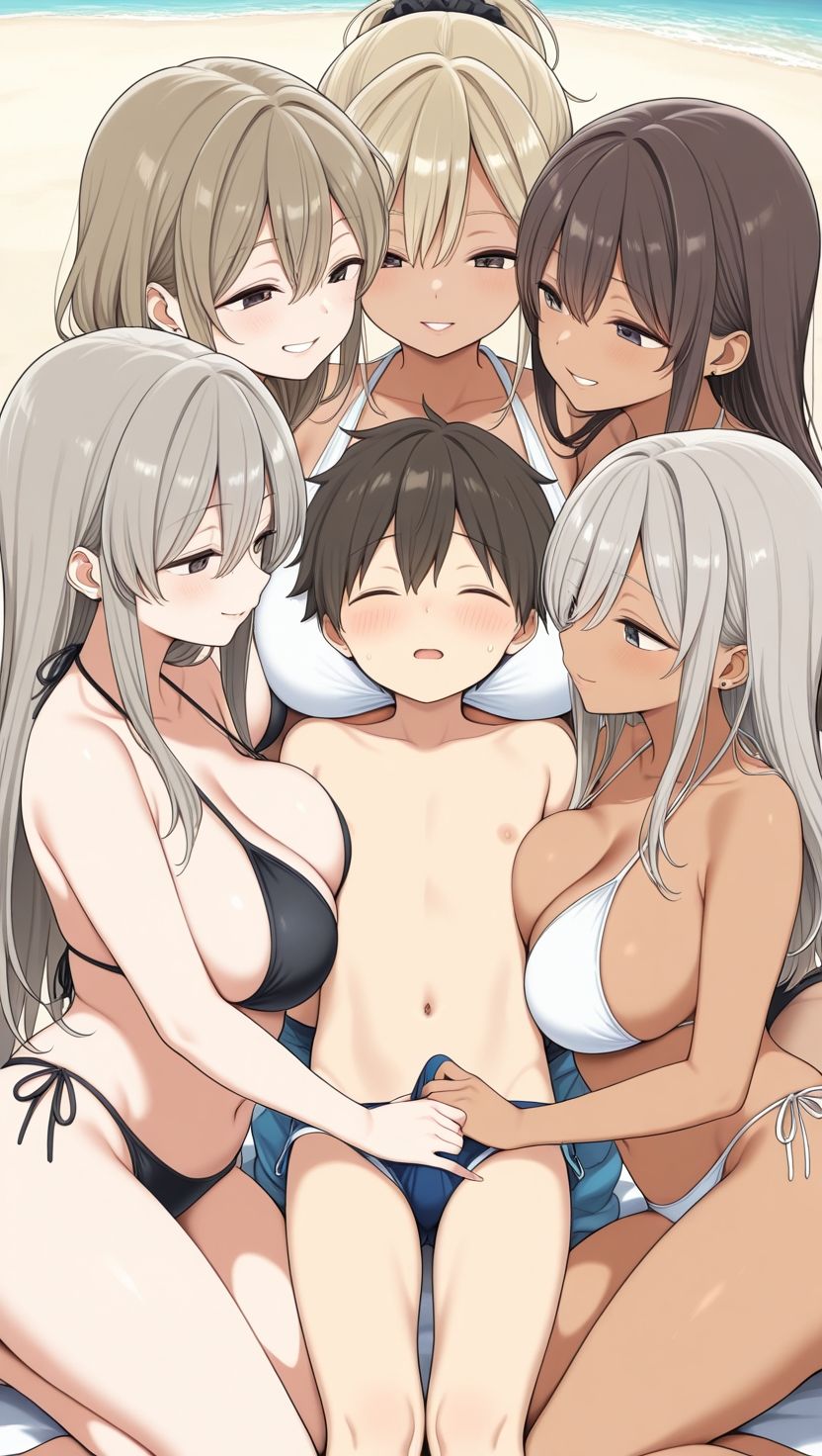 ぼくの夏休みギャル体験〜ギャルたちにビーチで搾られまくった〜 手コキSTORE エロ画像5