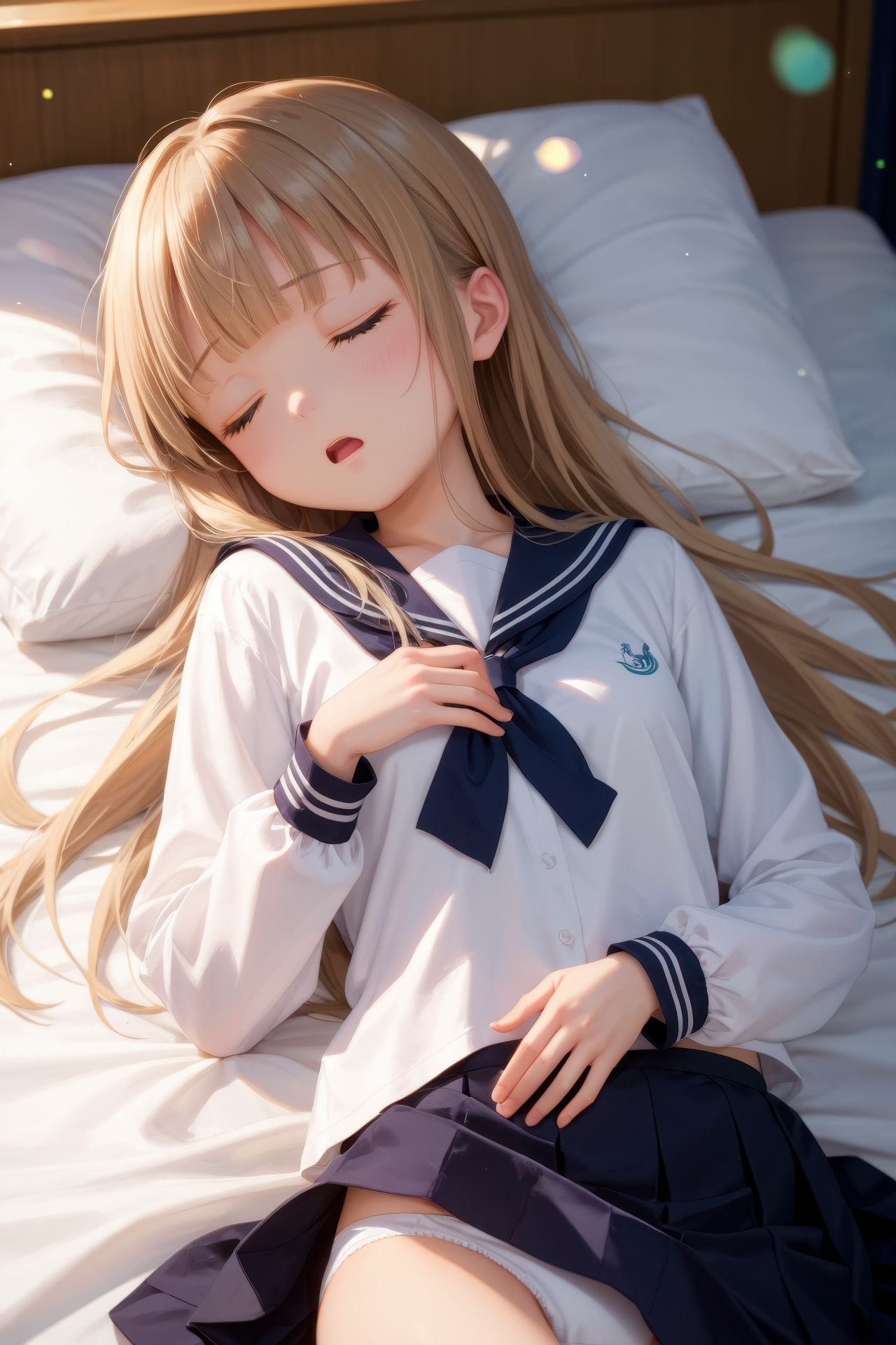 眠っている制服娘を全裸にする 画像3