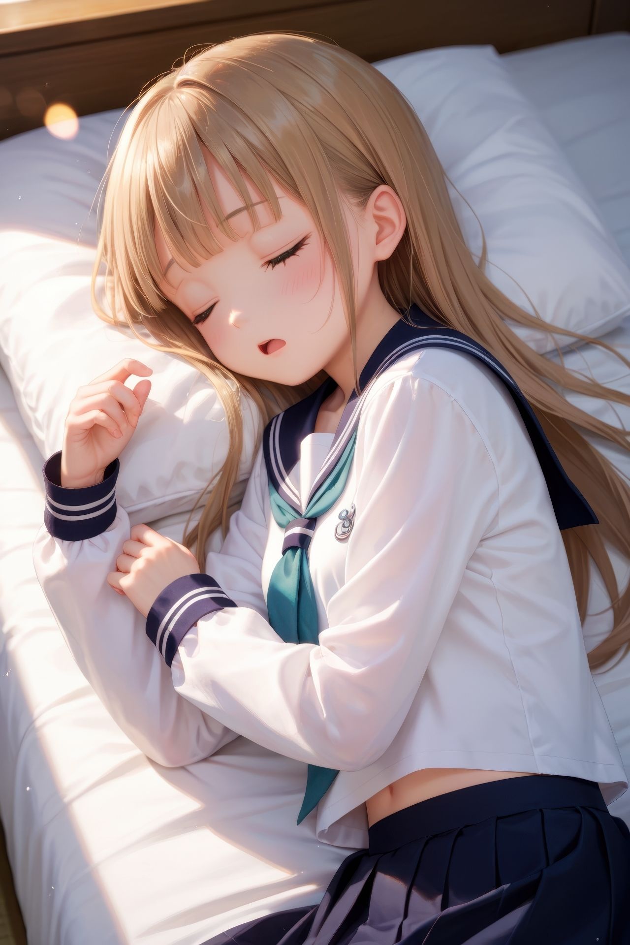 眠っている制服娘を全裸にする 画像4