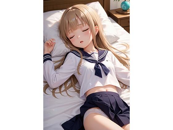 眠っている制服娘を全裸にする