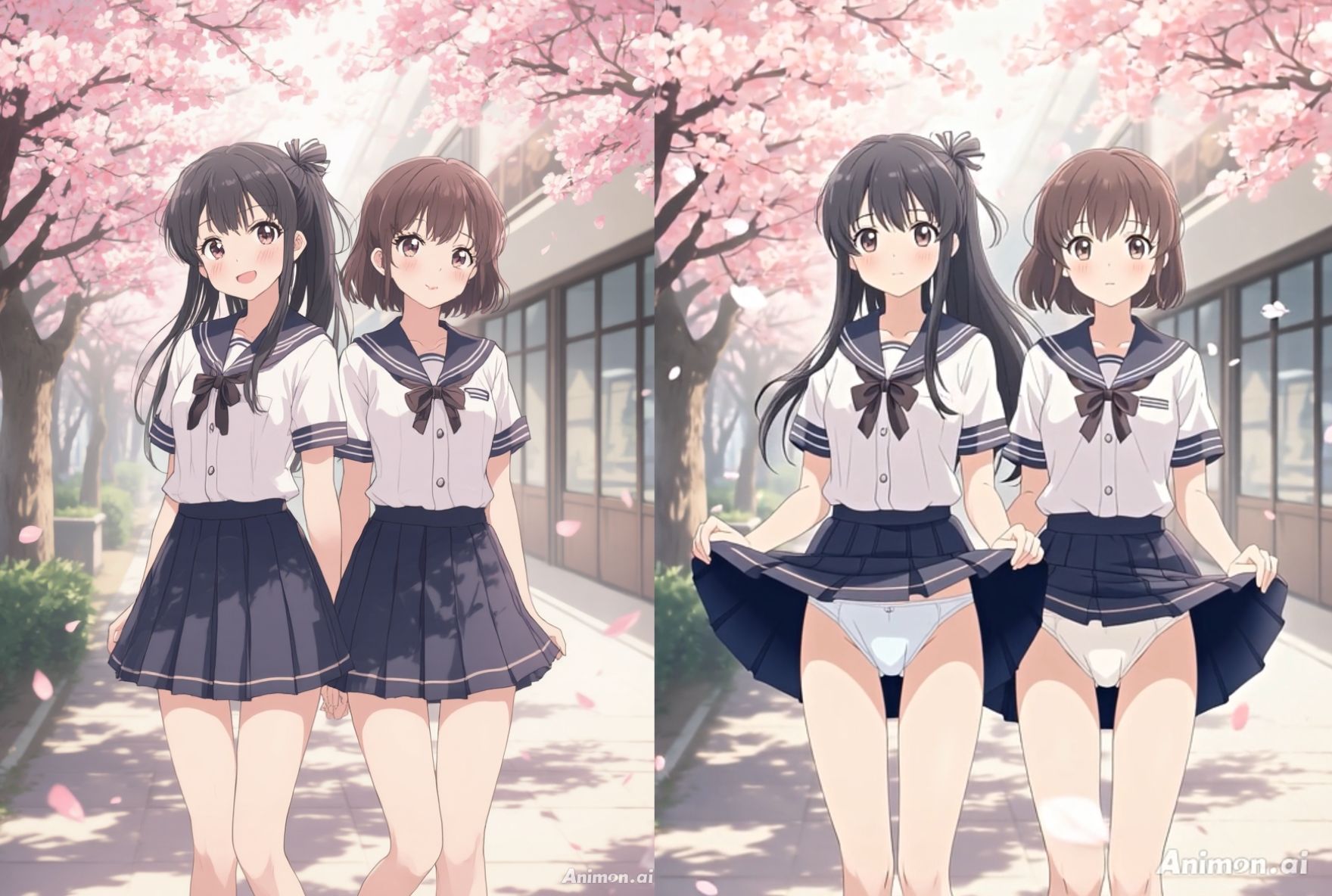 サンプル画像2:【アニメ36分】にこいち（二人一組）ひたすらミニスカめくって生パンツ！ミニスカートJ系制服を着た女の子がはいている400枚以上のパンティー！純白ショーツから、ブルマやスパッツっぽい下着まで！大胆な女の子から、ツンデレで見せてくれない女の子まで(ひろぴょん工房) [d_662816]