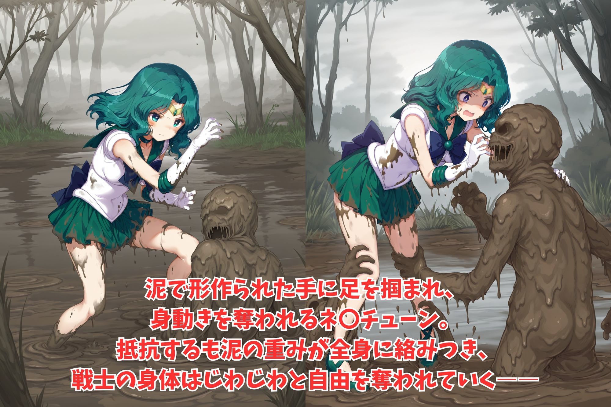 サンプル画像1:敗北の鏡像:沈む海王星(絵心あいのAI生成アトリエ) [d_662963]