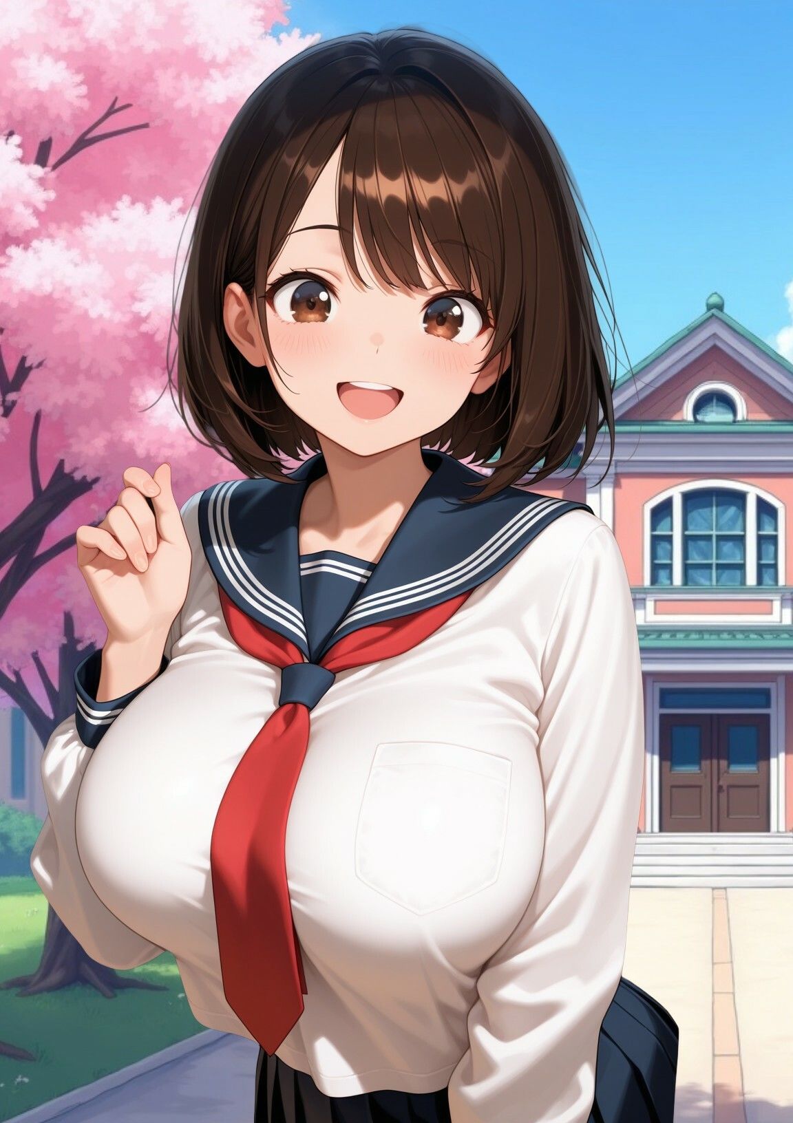 初恋の美少女と○校で再会。告った勢いで教室でセックス!校庭に人がいるのに巨乳に我慢できず2人だけでイチャイチャ開始! 画像2