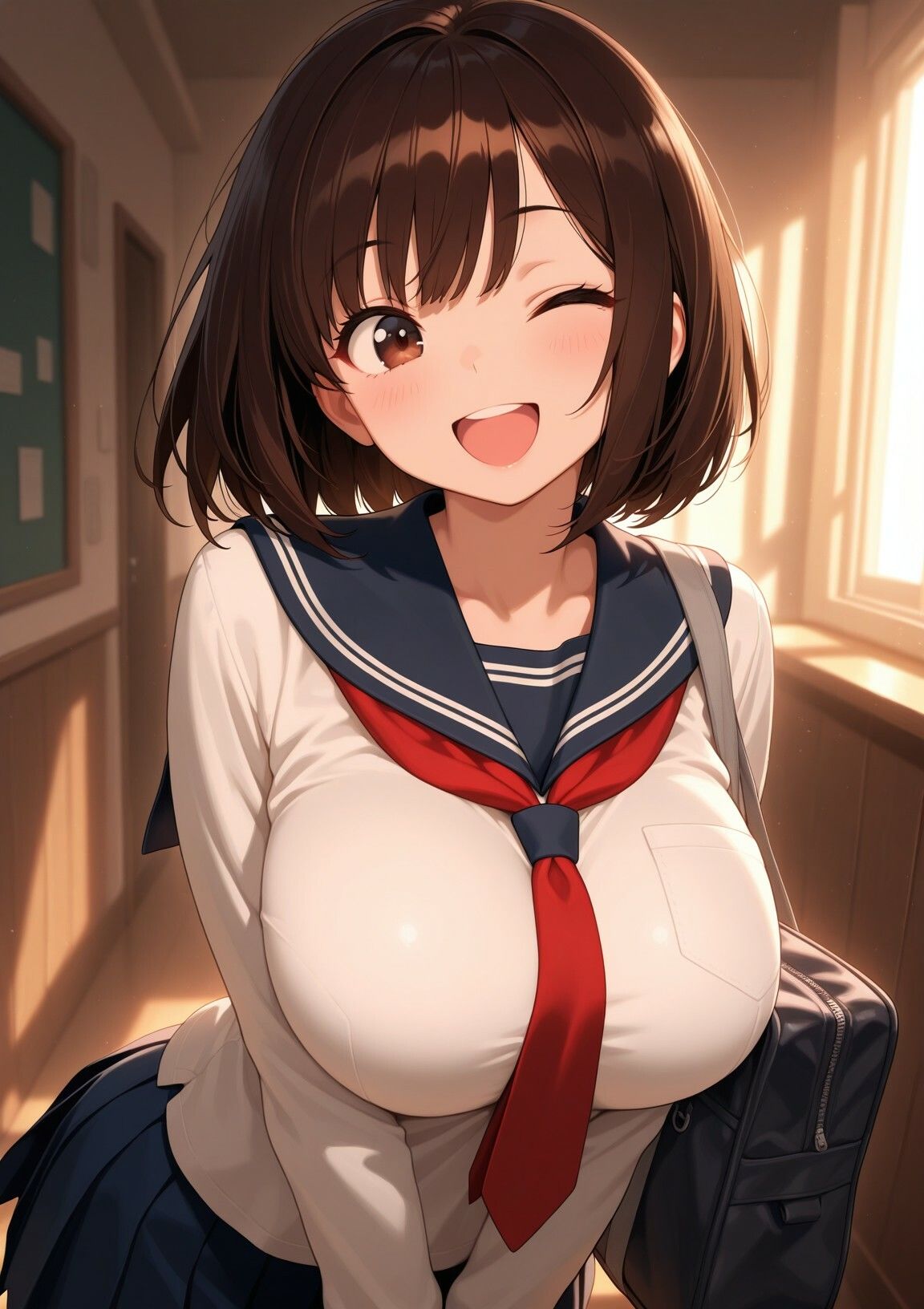 初恋の美少女と○校で再会。告った勢いで教室でセックス!校庭に人がいるのに巨乳に我慢できず2人だけでイチャイチャ開始! 画像3