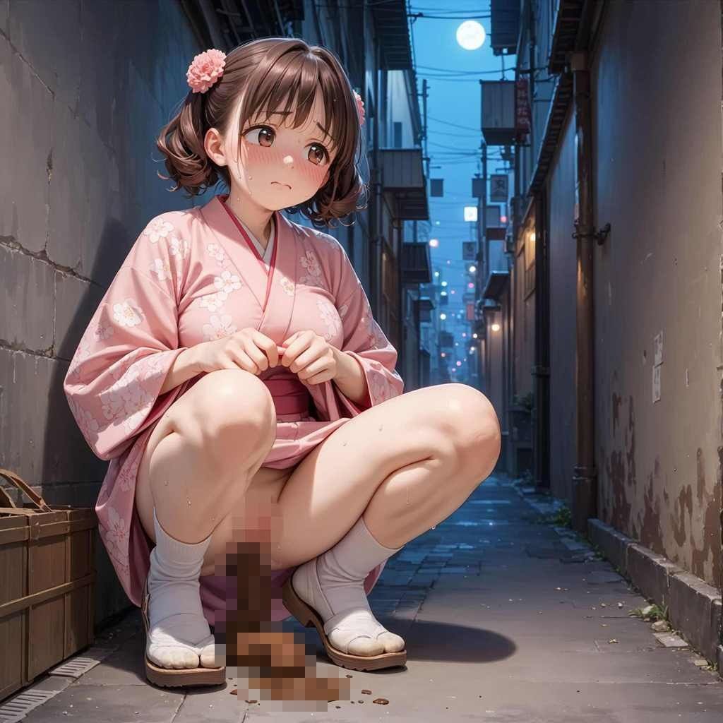 路地裏浴衣排泄 画像2