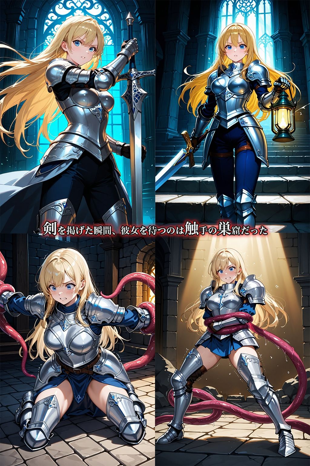 サンプル画像1:誇り高き女騎士は触手の迷宮に囚われる(幻視スタジオ) [d_663235]