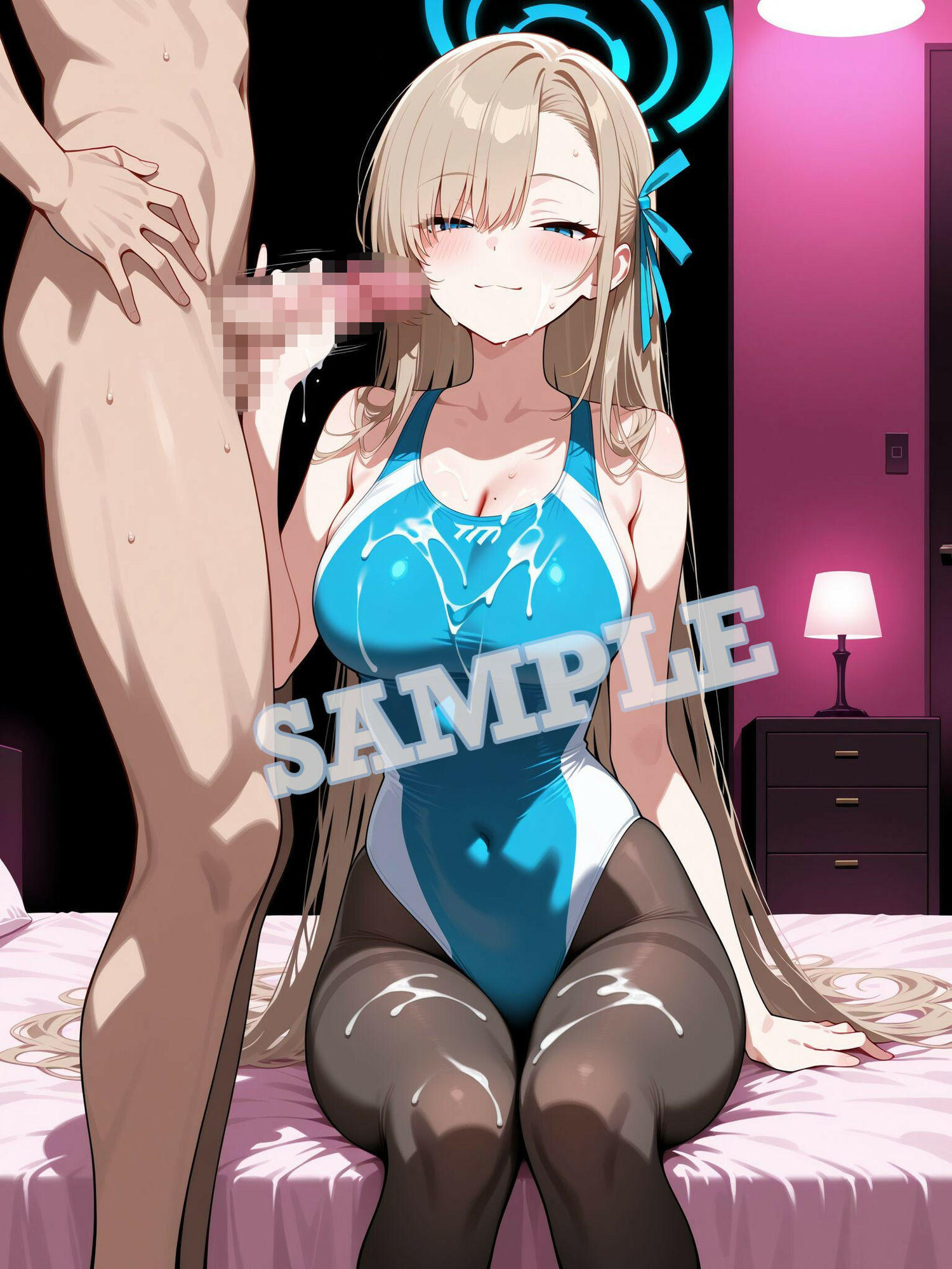 サンプル画像2:ブルアカ  アスナ  競泳水着黒ストッキングCG集(チョベリバ) [d_663376]