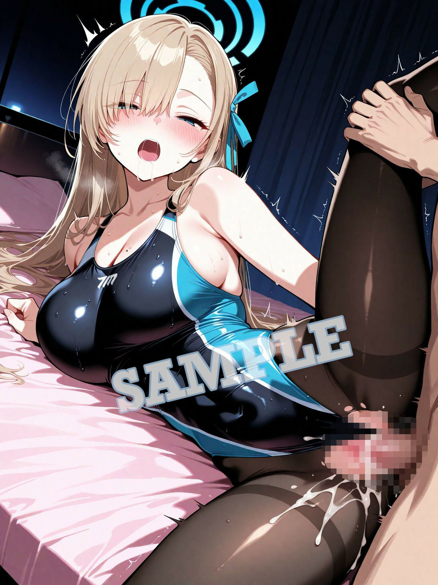 サンプル画像3:ブルアカ  アスナ  競泳水着黒ストッキングCG集(チョベリバ) [d_663376]