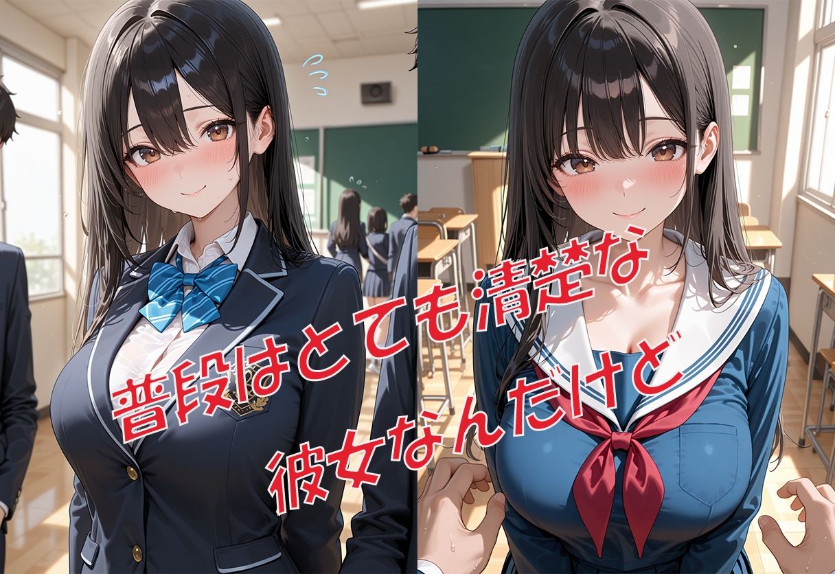 サンプル画像3:学校で一番清楚な彼女  裏の顔はドスケベだった(AI ぽっぴー出版) [d_663609]