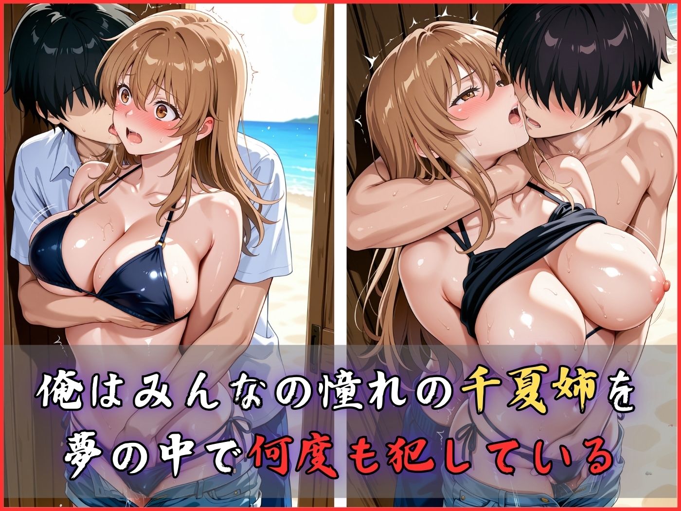 【4Kイラスト】淫夢堕_俺の淫夢で神崎千夏の本性を犯し尽くす！！（海の家編） 画像4