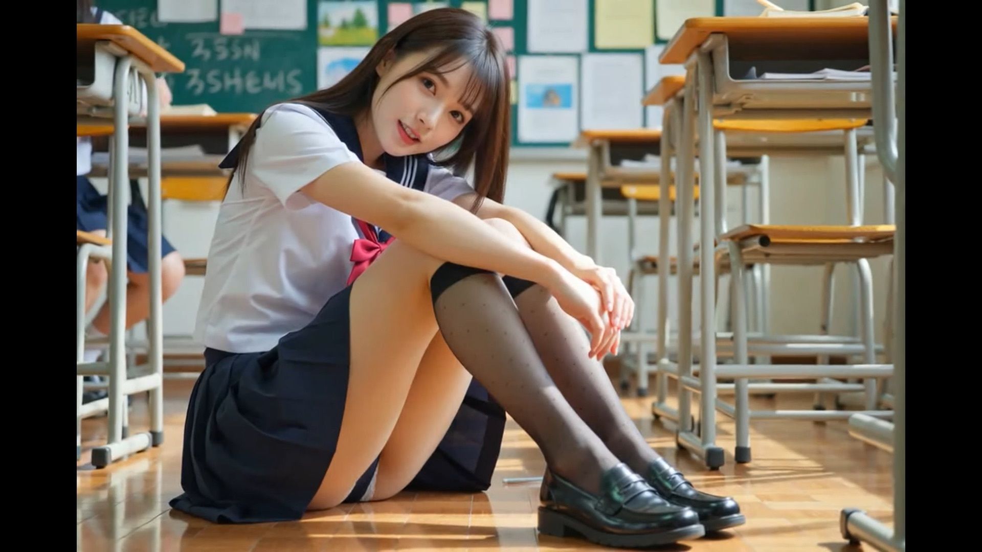 制服女子の体育座りパンチラショート動画集 画像3