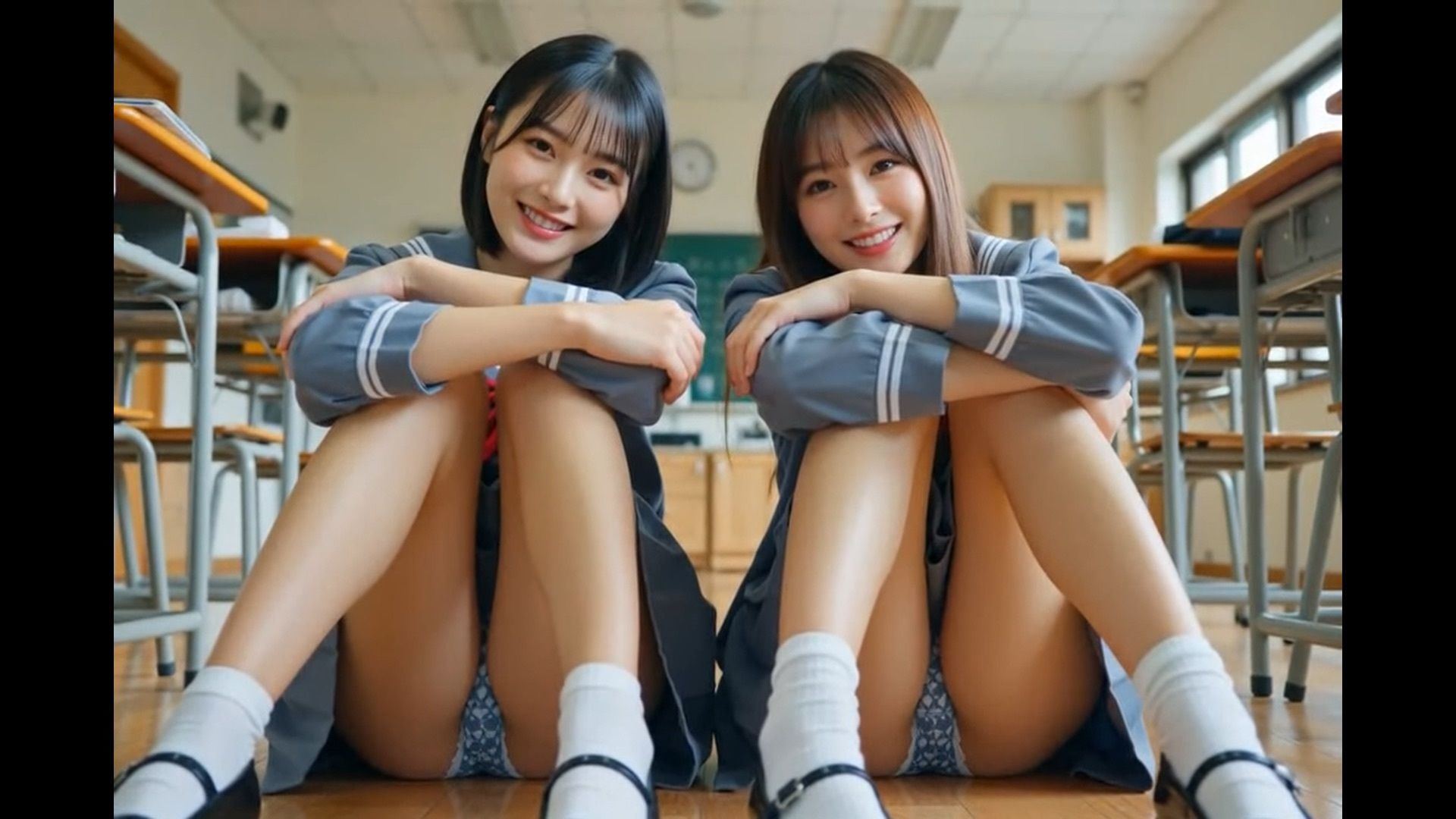 制服女子の体育座りパンチラショート動画集 画像4