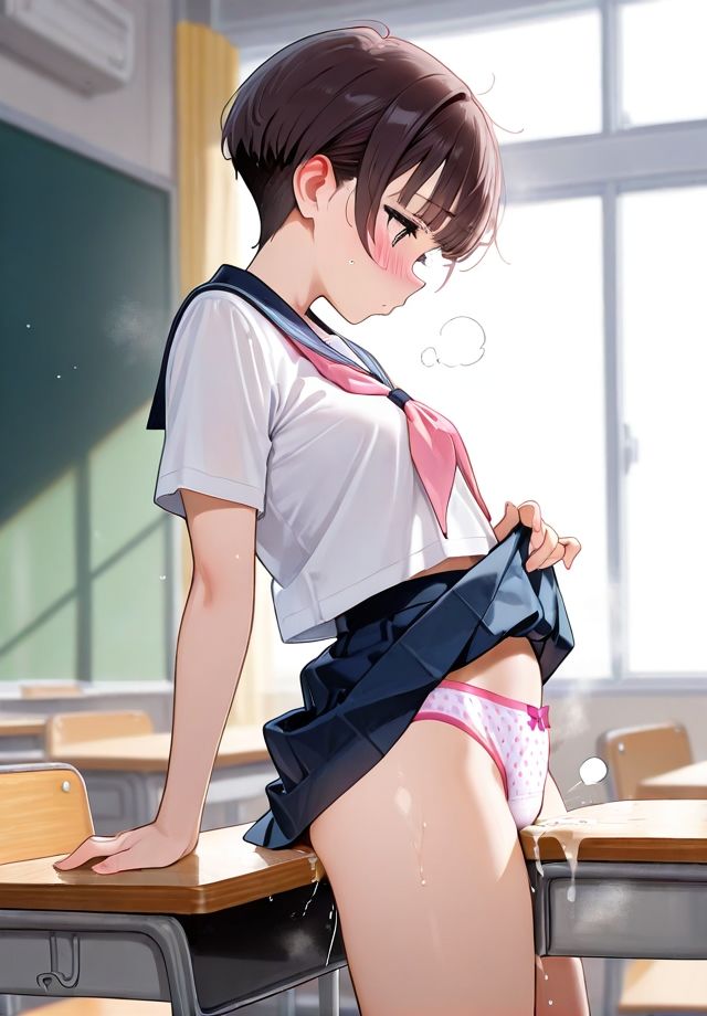 教室で角オナする少女5