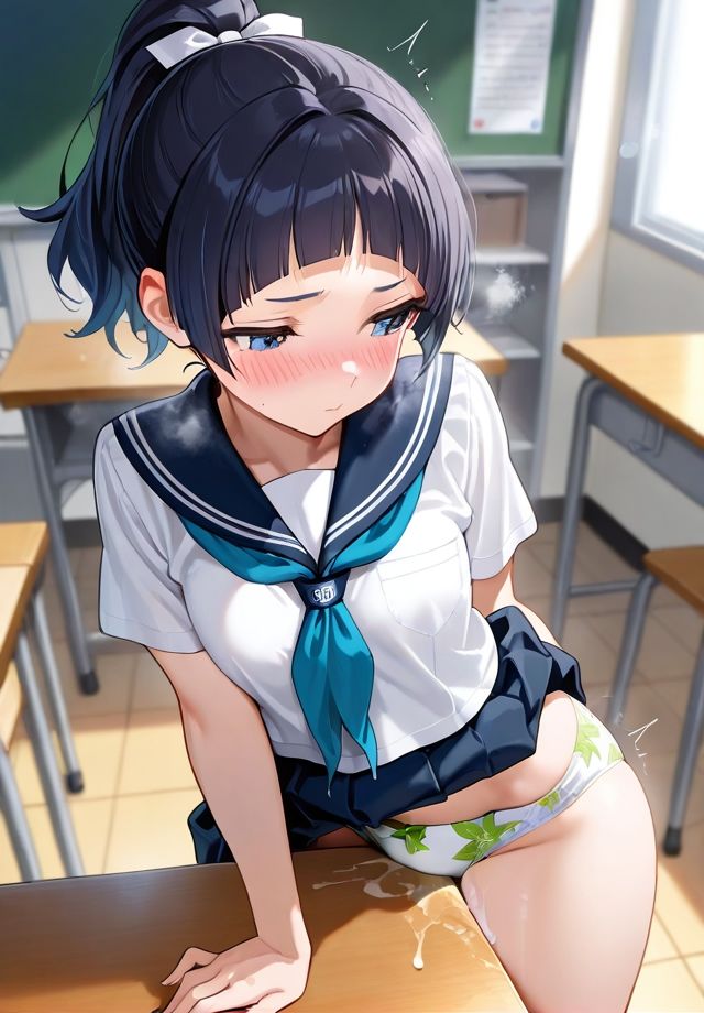 教室で角オナする少女6