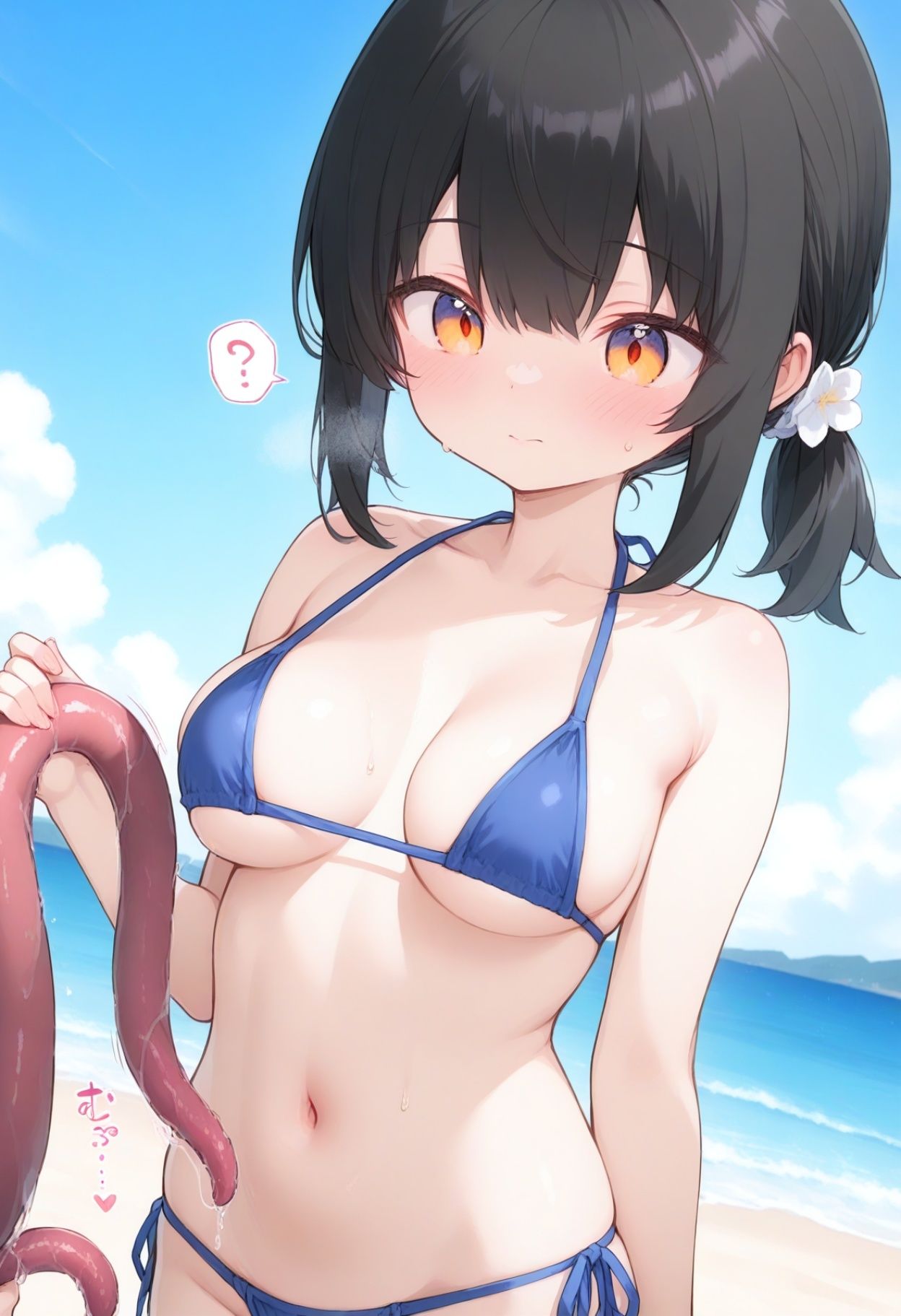 触手×男:ビキニ美女はビーチの悪魔たちから逃れられるのか！？ 画像1