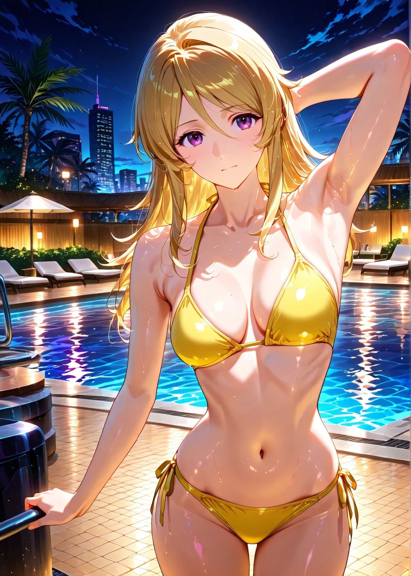 サンプル画像4:森〇  黄色ビキニでナイトプール(HKMアート) [d_665993]