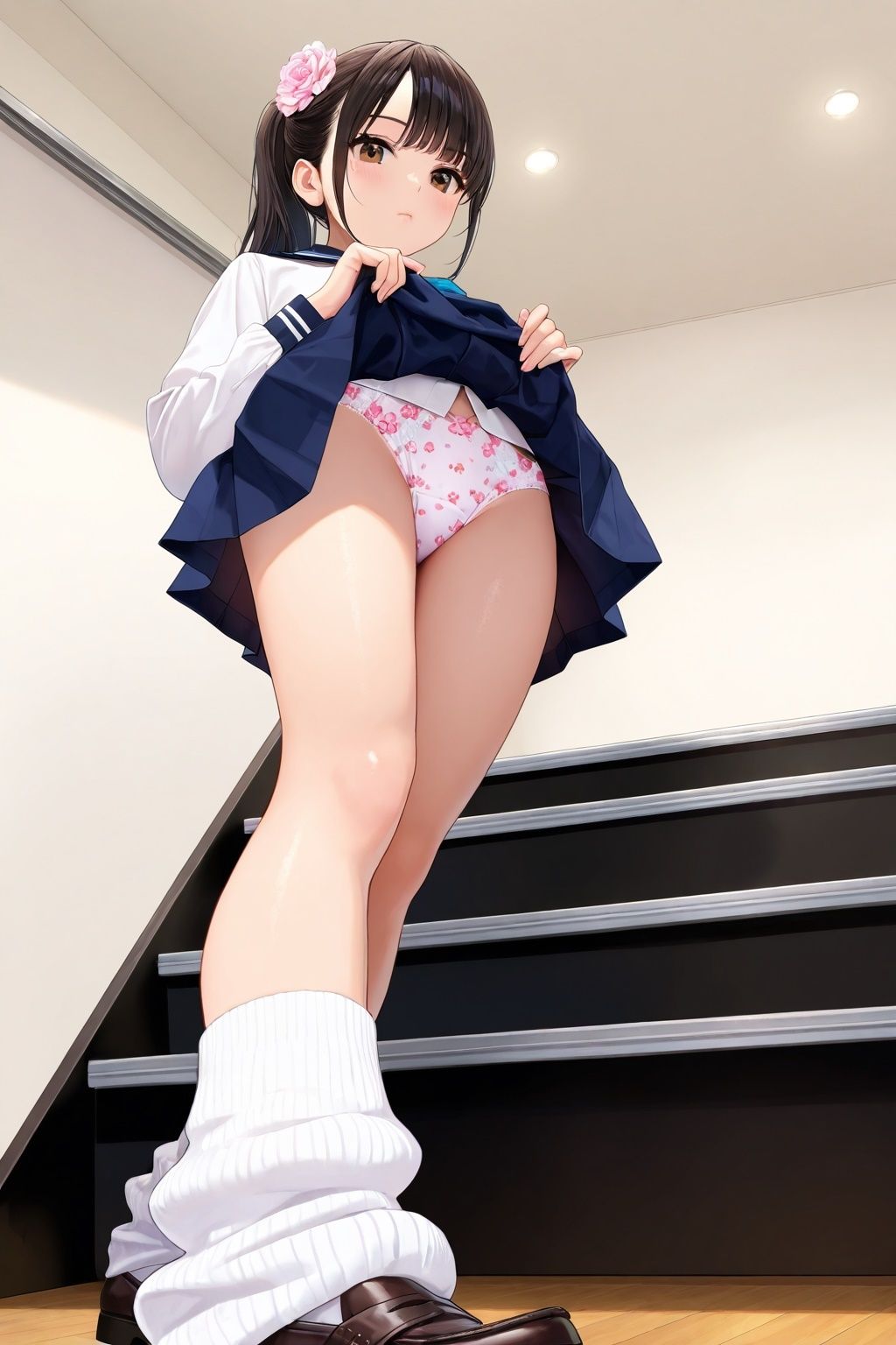 ルーズソックスJKのたくし上げパンチラ 画像3