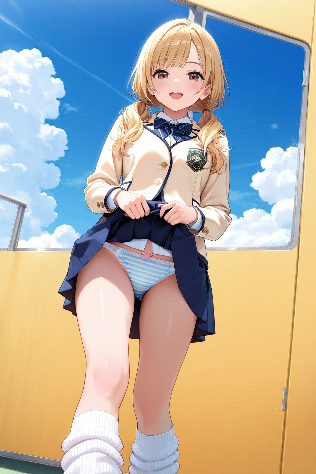 ルーズソックスJKのたくし上げパンチラ 画像5