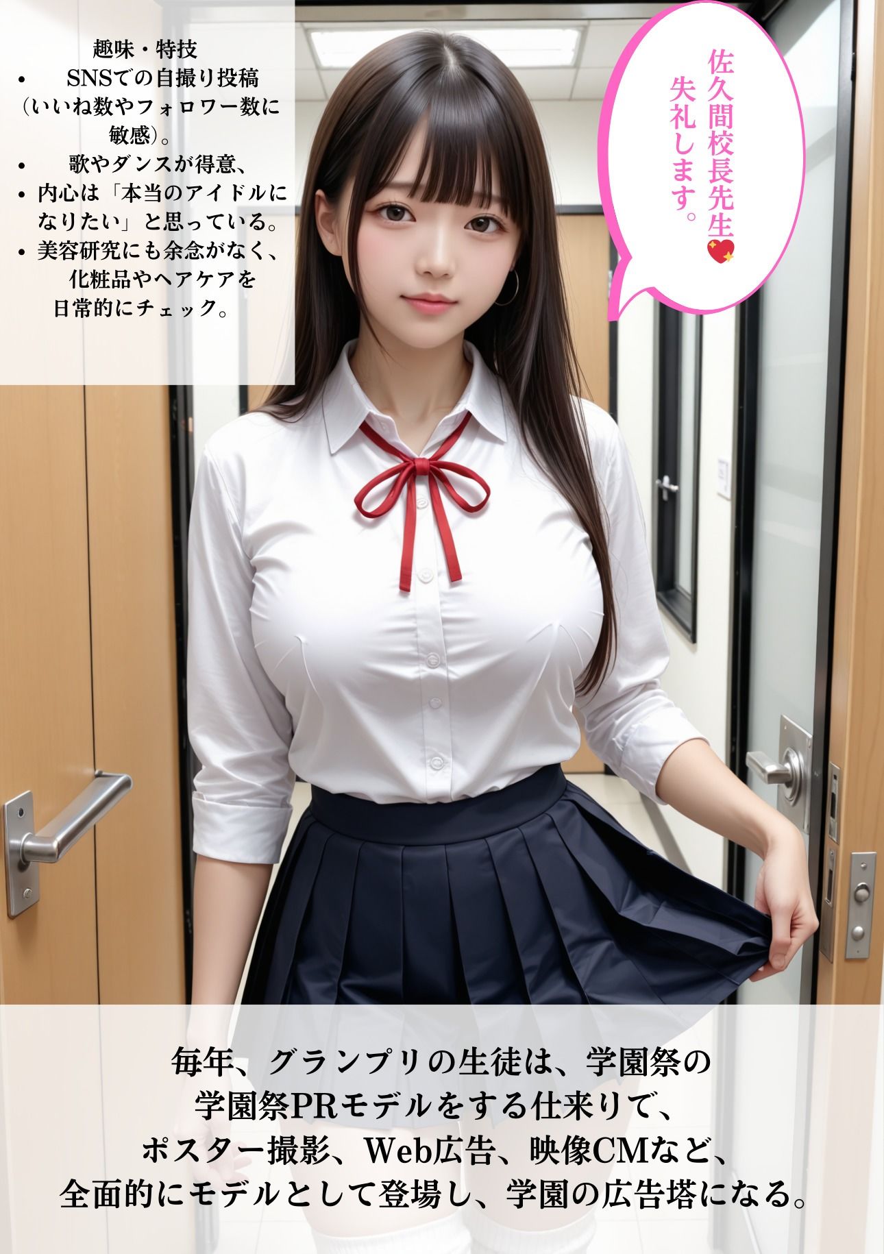 サンプル画像5:催淫洗脳            学校パンフモデル    広報活動(シロウトAI美女AMU) [d_666200]