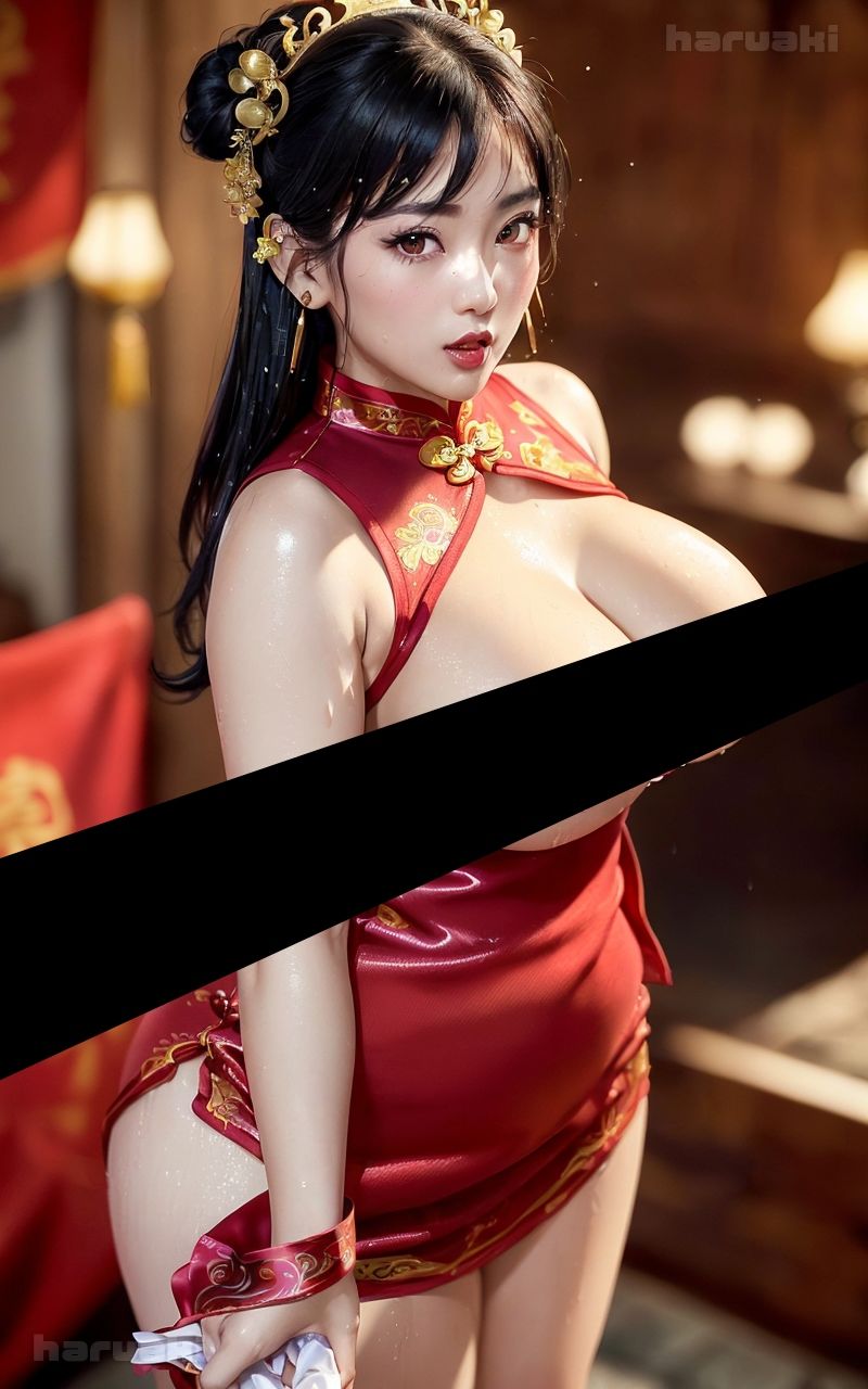 【AIグラビア巨乳美女写真集】Vol.23中華ウェイトレスの天使さん センシティブまとめ 画像1