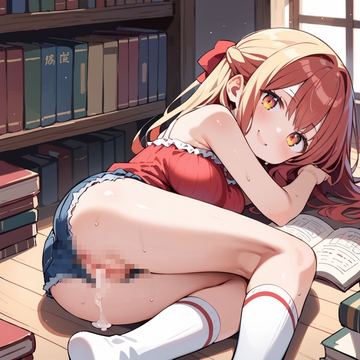 夏休み、図書館の静寂に溶ける2人の秘密page.6 画像1