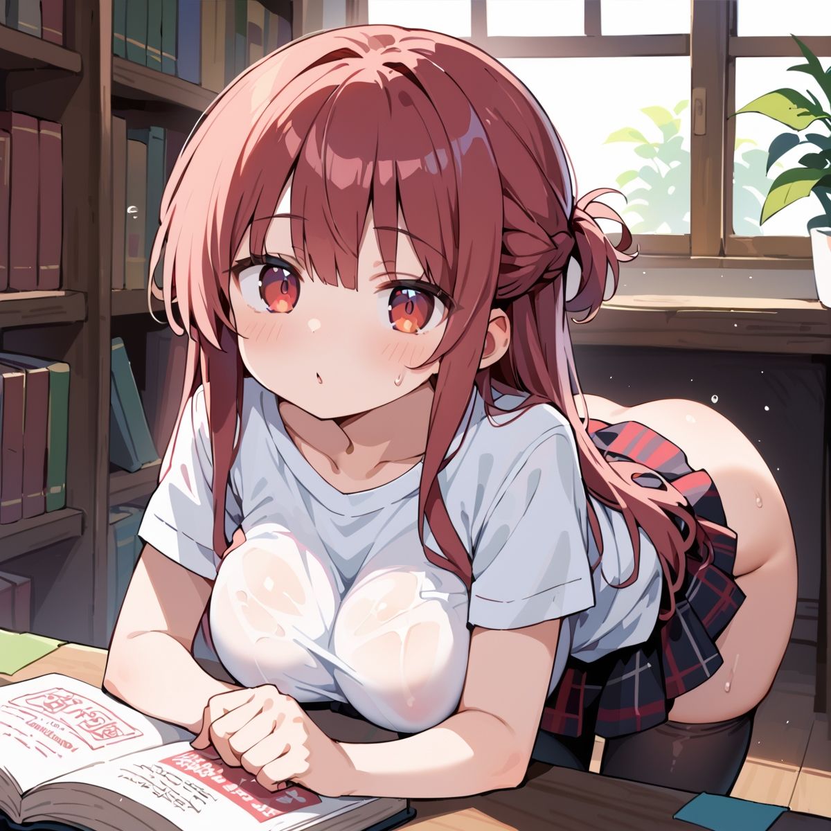 夏休み、図書館の静寂に溶ける2人の秘密page.9 画像1