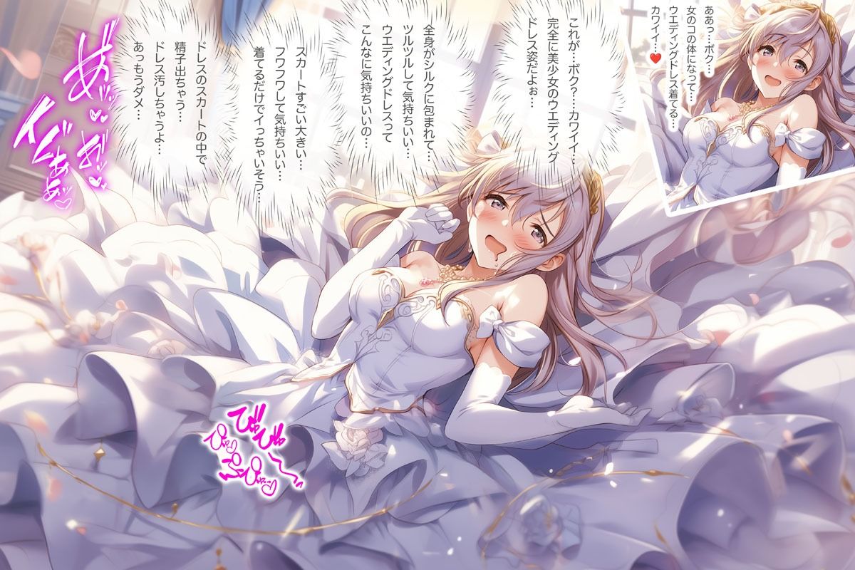 サンプル画像4:ウエディングドレス女装・TS「僕…女の子になってドレス着てる…これがウエディングドレスなんだ！」（ドレス美少女43）(Dresscco) [d_667025]