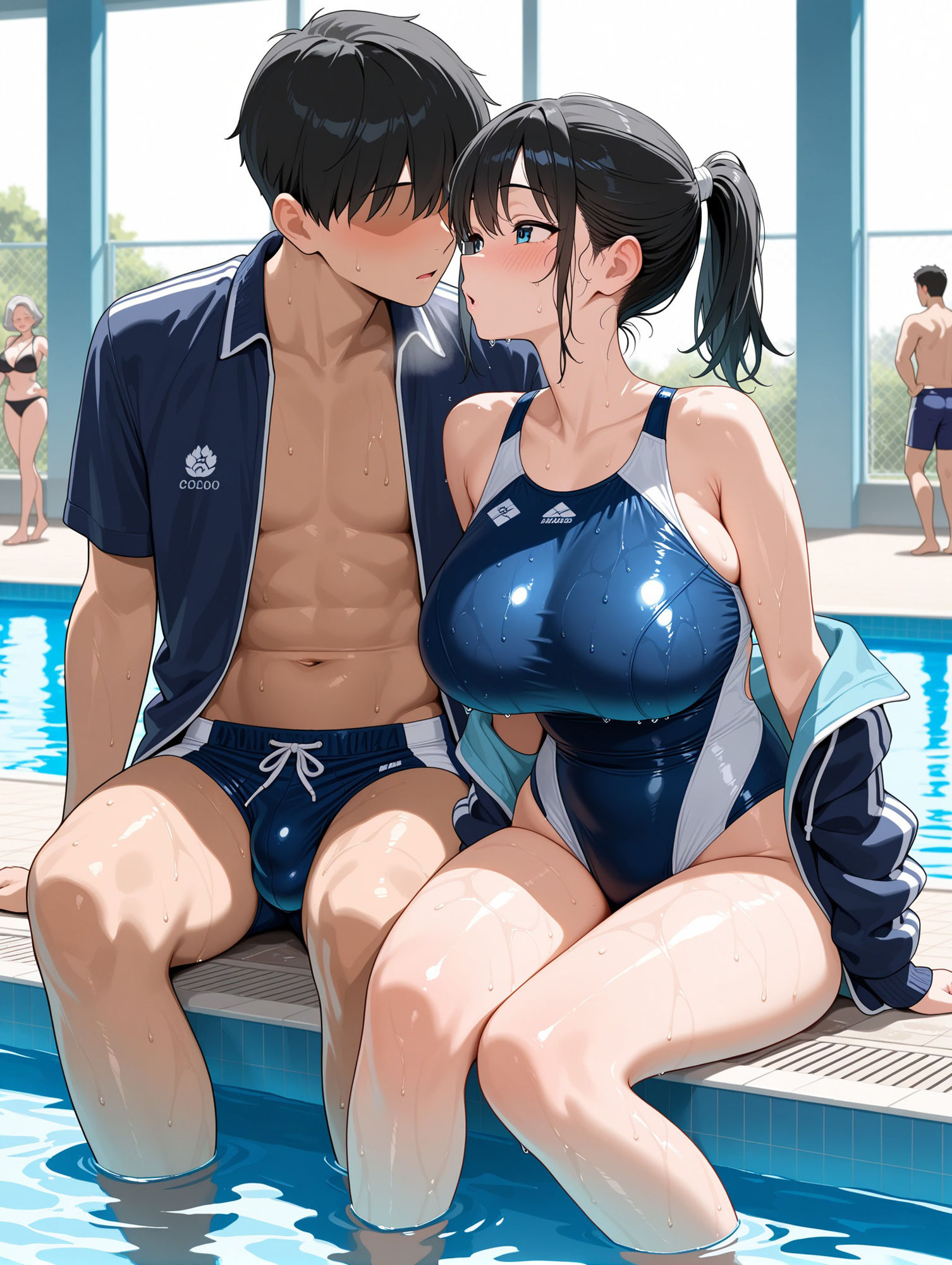 サンプル画像2:毎日性指導されてます〜爆乳スク水、絶頂に支配されて〜(モーレツ婦人会) [d_667759]