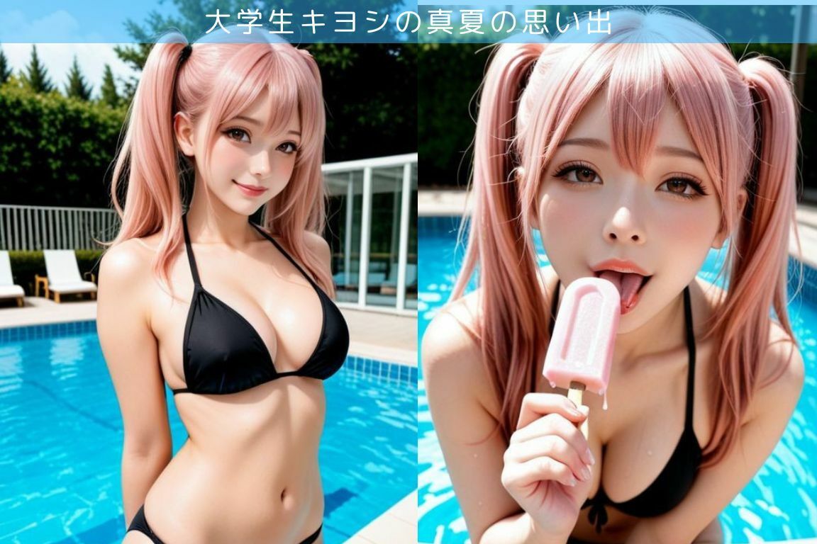 隣人の友人メイちゃんとプールでエッチ三昧な件 画像1