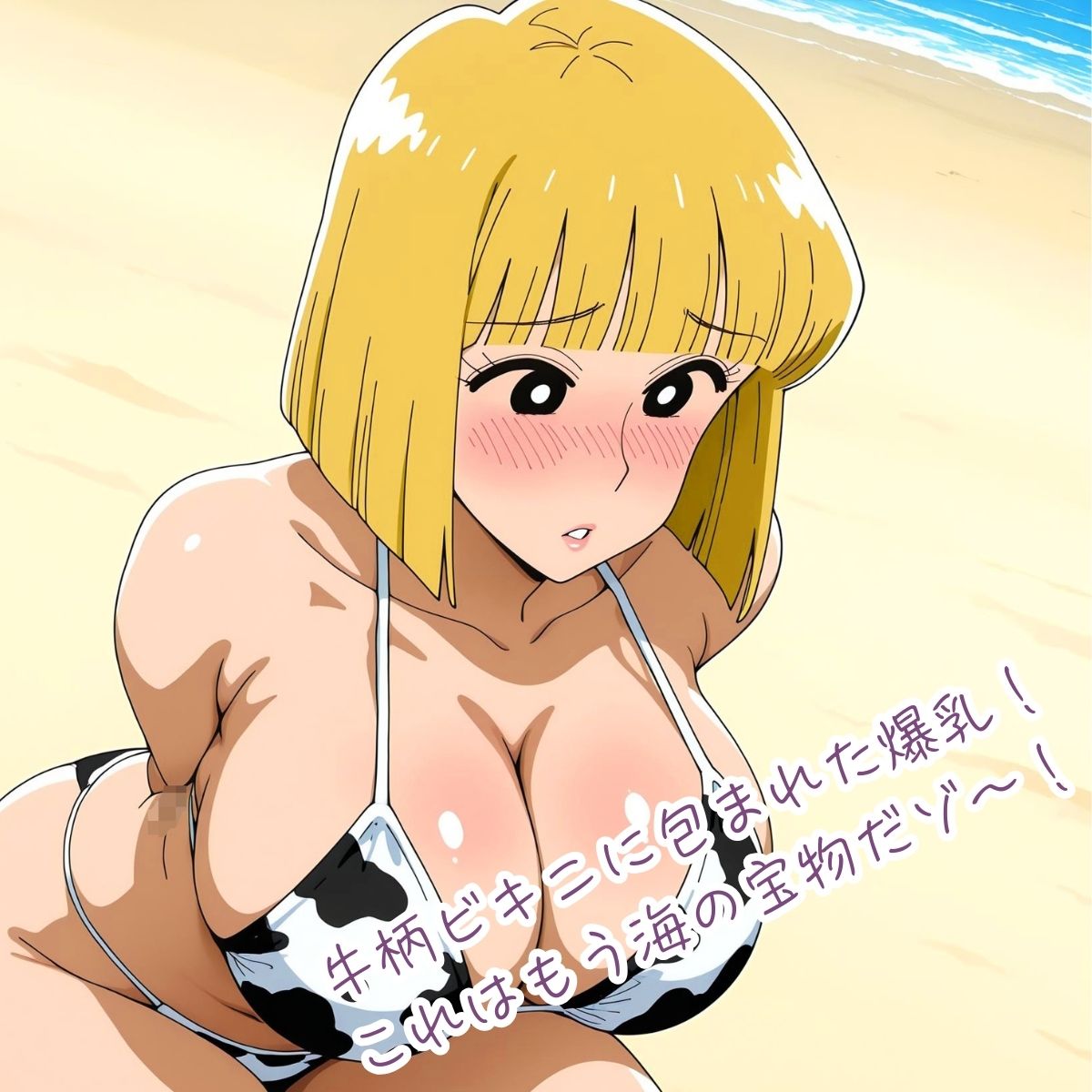 サンプル画像1:海にいたビキニおねいさんだゾ  〜ド派手な金髪ギャルをデカチンが襲う〜(AIスイミング) [d_668110]