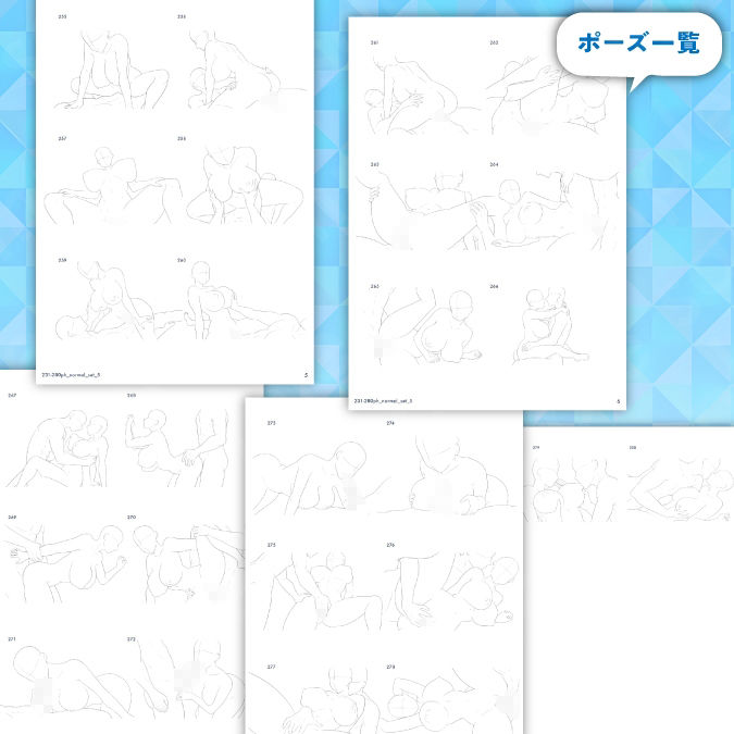 サンプル画像4:【トレース・参考・加工OK】巨乳女性メインのHな線画ポーズ素体集/50ポーズ【ノーマルSEXセットNo.5】(素材WIZPACK) [d_668138]