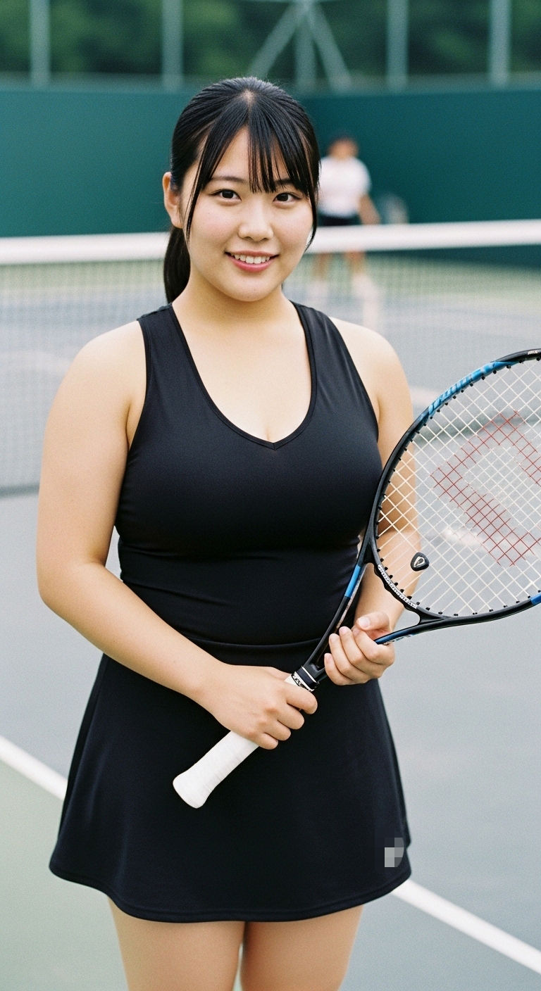 サンプル画像4:テニスウエアの爆乳アイドル(AI busty women) [d_668161]