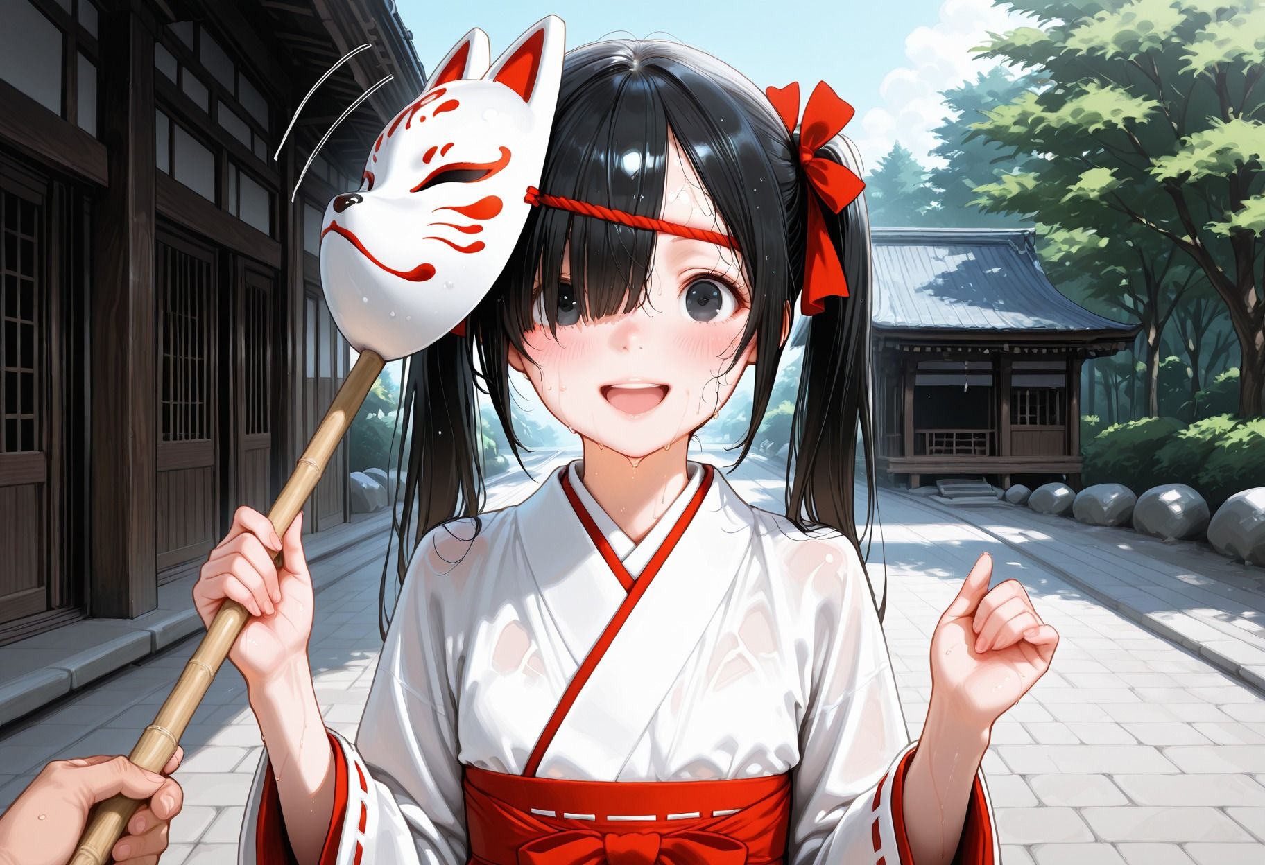 神社生まれの神聖なまんこでお清めください つるまん巫女様 サンプル画像 5