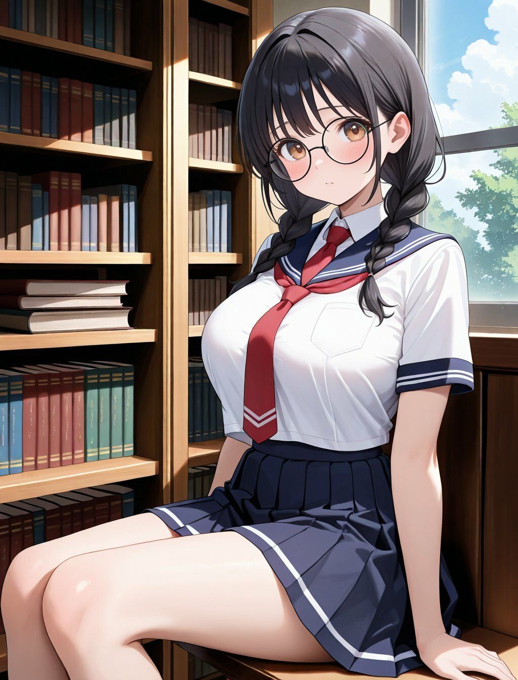 サンプル画像3:静寂の図書室で乱される委員長(巨乳の園) [d_668586]