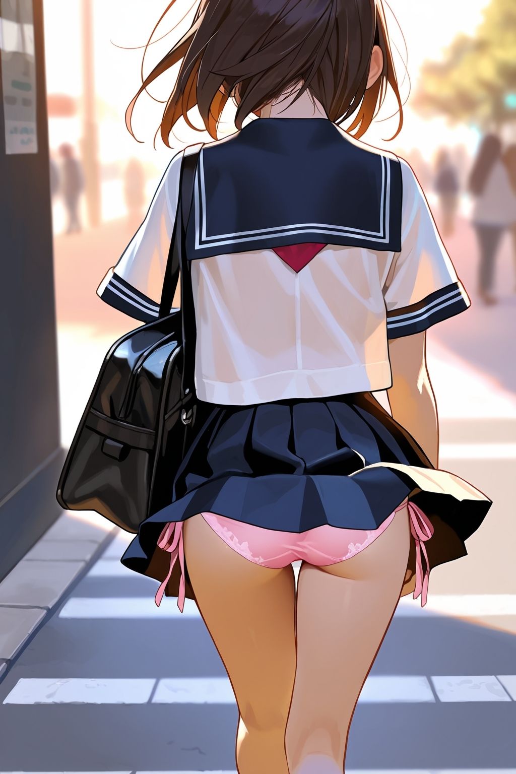 サンプル画像4:【ラッキーパンチラ】パンツが見えていることに気づいていない女の子たち(ホワイトいらすと) [d_668711]