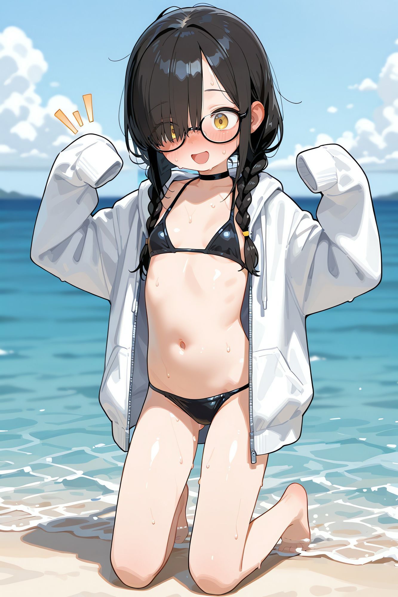 サンプル画像1:陰キャ少女に水着パーカーを着せて乳首責めしました。(みにやま) [d_669155]