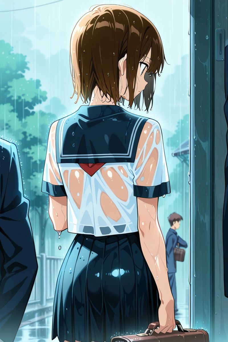 雨に濡れた女子校生を雨宿りさせたら… 画像1