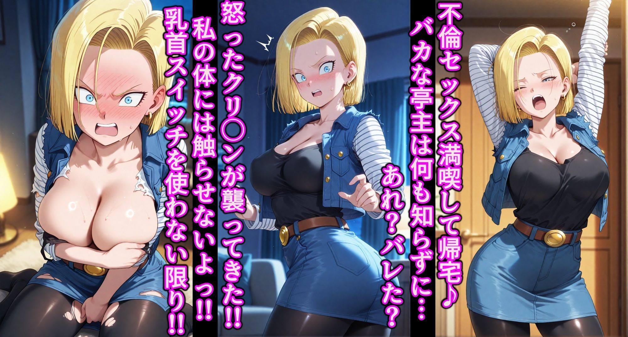 サンプル画像6:不倫したり旦那にワカラせられたりメチャクチャ惨めに犯●れる淫乱化乳首スイッチ付き人◯人間18号(アヘ顔好き集まれ！！ぬき処・朱作) [d_669904]