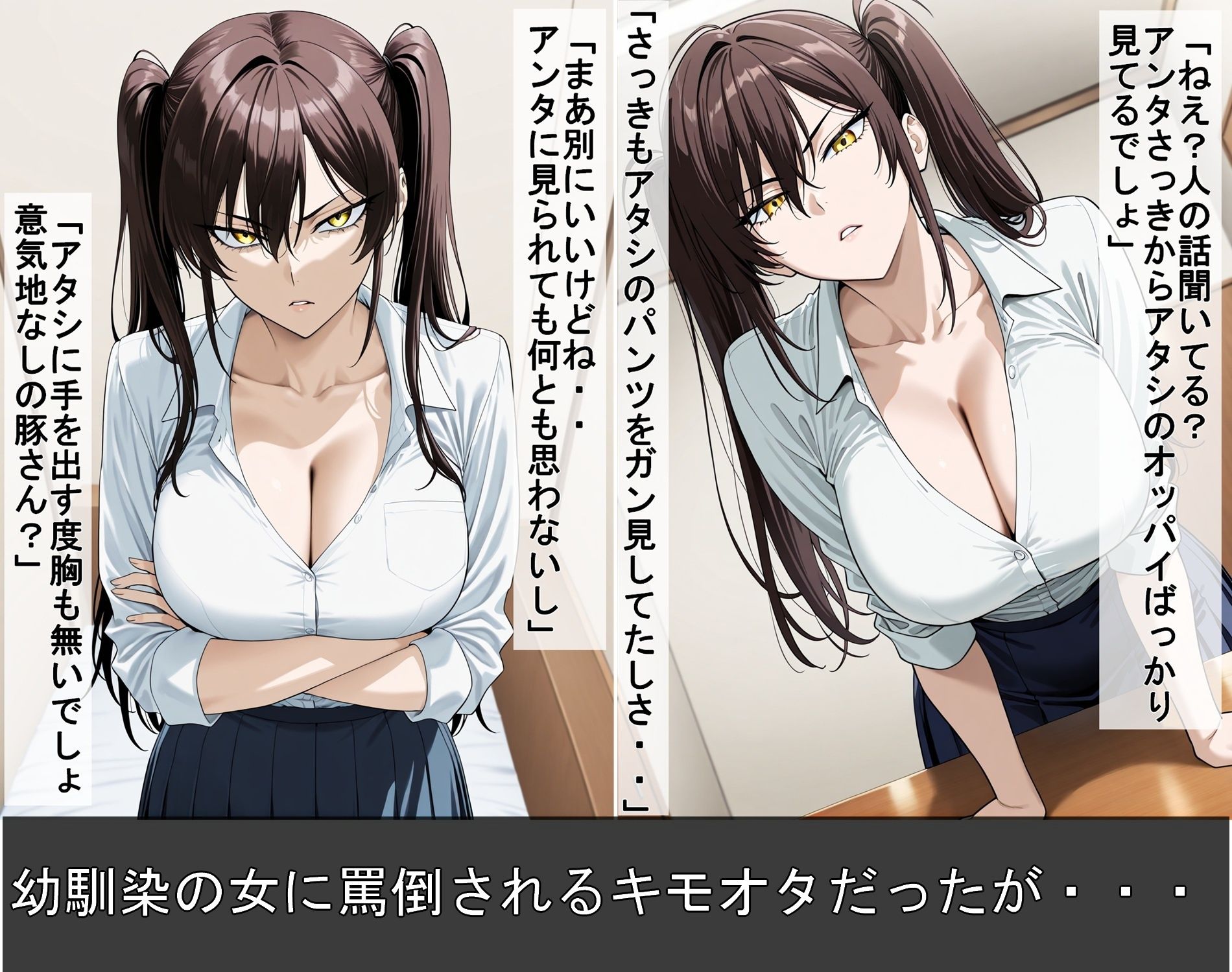 サンプル画像2:幼馴染のキモオタとイチャラブHするツンデレ彼女(豚鬼オーク@AIイラスト) [d_669912]